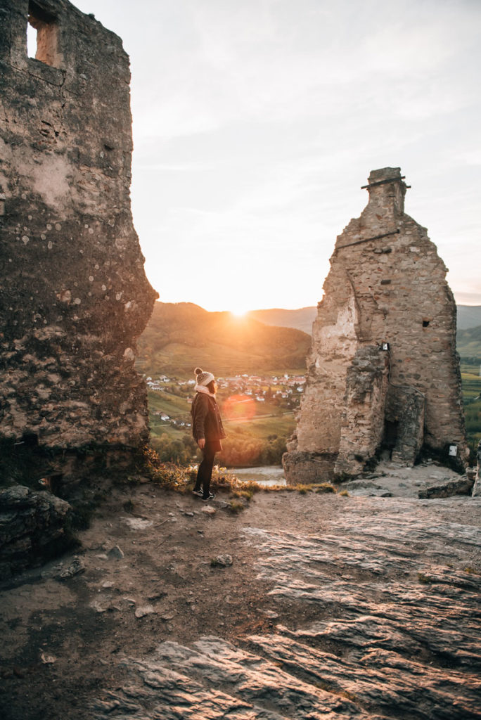 Burgruine Dürnstein Sonnenuntergang