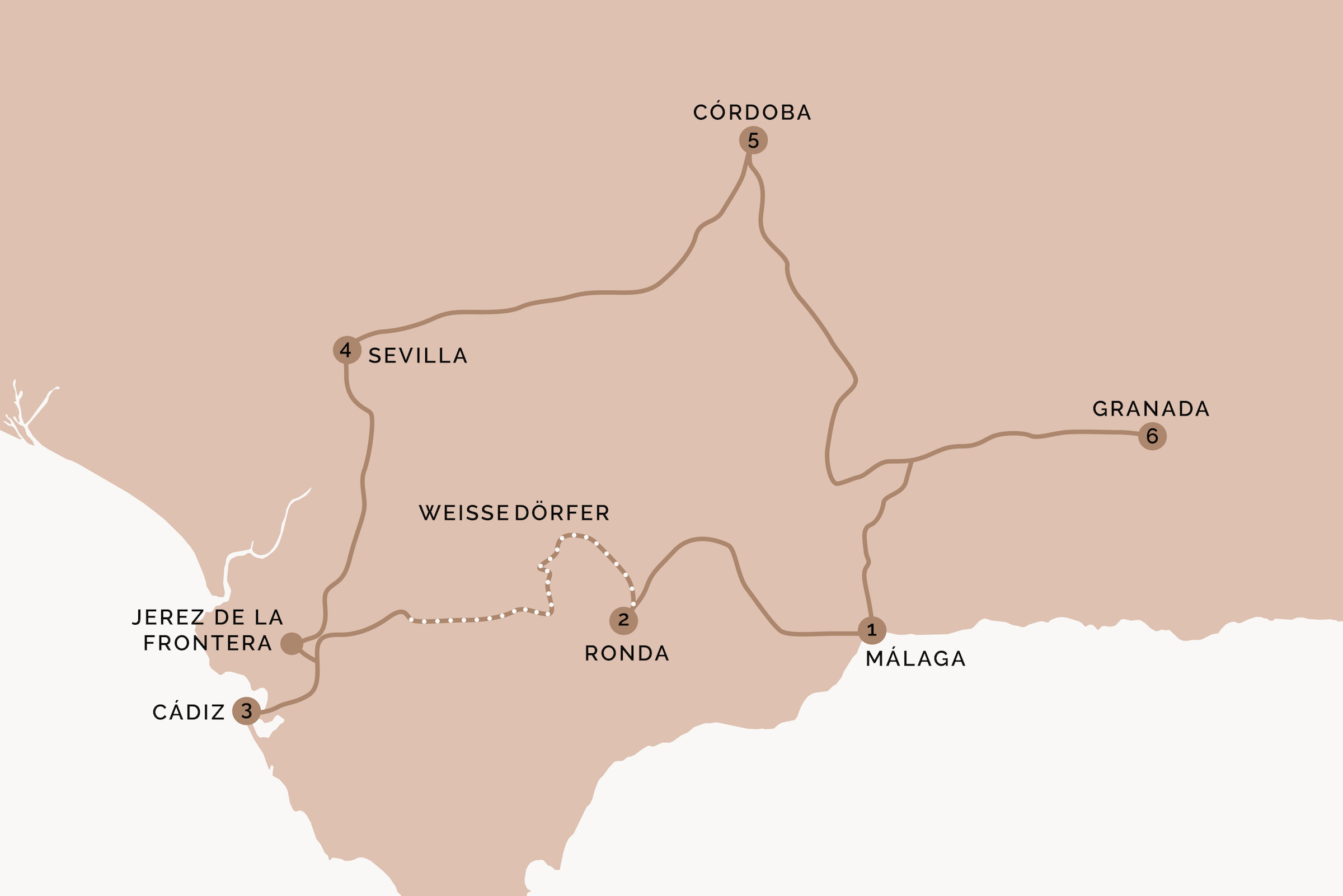 Andalusien Reiseroute Karte